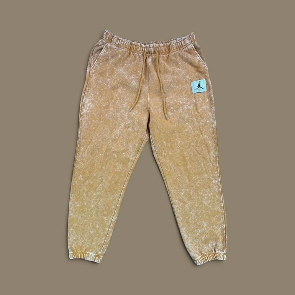 Jordan Essentials Flight Mens Acid Wash Fleece Pants Mustard DR3089-712 XXL NWT